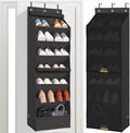 STORAGE MANIAC Over the Door Shoe Organizer with Curtain Dustproof Heavy-Duty Large Deep Pocket Hanging Shoe Organizer for Closet Dorm & Narrow Door Storage Shoe Holder Shoe Rack, 7-Shelf Black 1 Pack