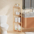 Wisuce Corner Shelf, 100% Real Bamboo Shower Corner Shelves Free Standing Shelf Storage Organizer for Bathroom Living Room Kitchen (Natural, 4 Tier)