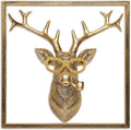 Newinhome Animal Heads Wall Decor (Includes Metal Frame) Resin Animals Sculptures Head Wall Hanging Decoration Gold vintage Wall Sculpture for Living Room Bedroom Office(Deer)