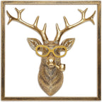 Newinhome Animal Heads Wall Decor (Includes Metal Frame) Resin Animals Sculptures Head Wall Hanging Decoration Gold vintage Wall Sculpture for Living Room Bedroom Office(Deer)