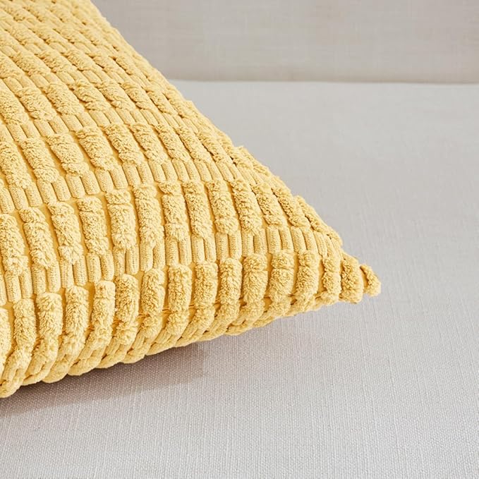 Fancy Homi 4 Packs Decorative Throw Pillow Covers for Living Room Couch Bed, Modern Farmhouse Boho Home Décor Accent Cushion Case, 26" x 26", Yellow