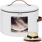 Lifewit Round Cowboy Hat Box for 7 Caps, Large Felt Hat Organizer Bag for Men&Women Storage, Baseball Cap Container with Lid for Travel, Foldable 16.5" Dx10.6 H Carrier, 37L Each, White 1 Pack