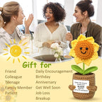 Crochet Sunflower Teacher Gifts for Women Men, Emotional Support Teacher Appreciation Gift for Best Friend Sister and Coworker, Cool Birthday Gift for Teens Girls Boys, Encouragement Gifts for Women