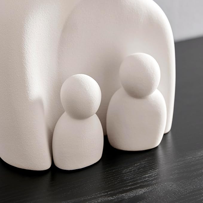 Danya B. Hans Cream Abstract Nesting Three Piece Family of 4 Decorative Accent Matte Ceramic Sculpture Figure Set