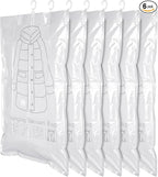 6 Pack Clear Hanging Vacuum Storage Bag, 51.2 x 27.6 inch Hanging Vacuum Sealer Storage Space Saver Bags, Reusable Space Saver Bags, for Suits Dress Jackets