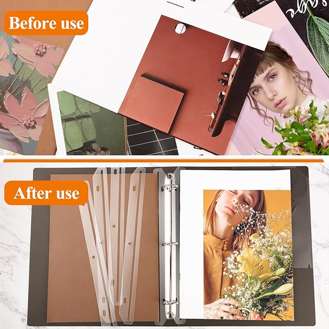 30 pcs Magazine Holders for Binders 3 Hole Punched Plastic Binder Accessories 3 Ring Binder Magazine Collection Storage for Magazines File Book Organizer (Translucent White)