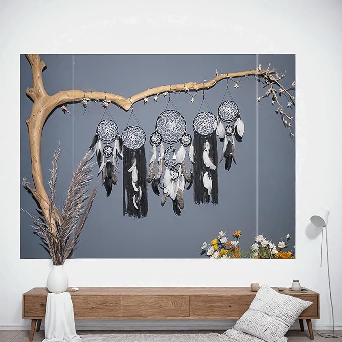 Dream Catcher Wall Decor,Large Boho Dream Catcher with Luxurious Feathers & Beads, Handmade Wall Hanging for Bedroom,Living Room, Gift Ready for Girls & Adults (White)