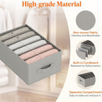 Lifewit 3 Pack Clothes Organizer, 6 Grids Closet Jean Storage Bins with Handles and Support Boards, Foldable Drawer Organizer for Sweater, Pants, T-shirt, Dress, Grey, 42 x 27 x 17 cm/16x10x7''