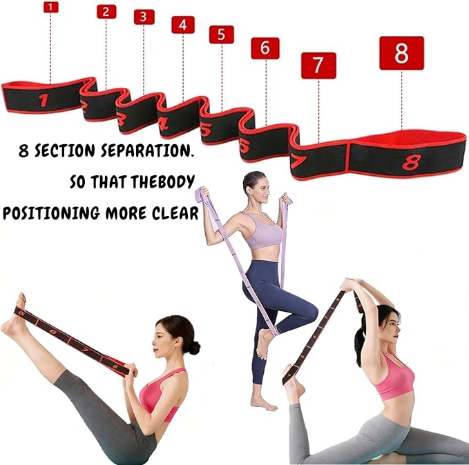 （2Pcs） Numbered Resistance Bands for Glutes & Yoga, Resistance Bands with Handles for Arms,Adjustable Bands for Full Body Stretching Shaping(Red&Purple