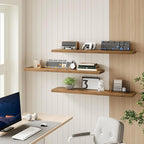 RALGEND Floating Shelves for Wall, 1.5" Thick Wall Shelf Set of 3 with Invisible Bracket, L47.2 x W7.9 Hanging Shelves Farmhouse Home Decor for Bathroom, Living Room, Bedroom, Rustic Brown 12301BJP3BF