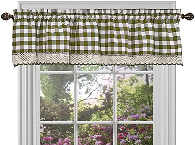 Sweet Home Collection Kitchen Window Curtain Panel Treatment Valance, 14" x 58", Sage
