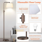 Nintiue [Upgraded] Dimmable Floor Lamp, 1000 Lumens LED Edison Bulb Included, Modern Arc Standing Tall Brown Floor Lamp for Living Room Bedroom Office Dining Room