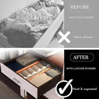 Expandable Bamboo Drawer Dividers 8 pack with labels(17"-22") Drawer Organizer for Kitchen, Clothes,Utensils,Silverware,Dresser,Office,Desk