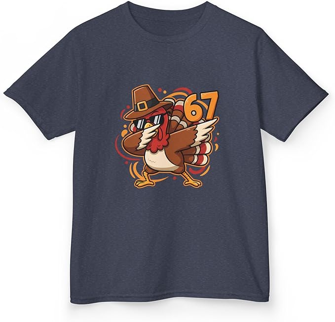 Dabbing Turkey 67 Funny Thanksgiving Pilgrim Kids Boys Girls Cool Swag Retro Fall Football Feast