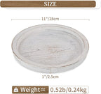 Hanobe Rustic Wooden Serving Tray: Round Wood Decorative Tray Rustic White Set of 2 Centerpiece Candle Holder Trays Farmhouse Ottoman Tray for Kitchen Counter Home Decor for Coffee Table