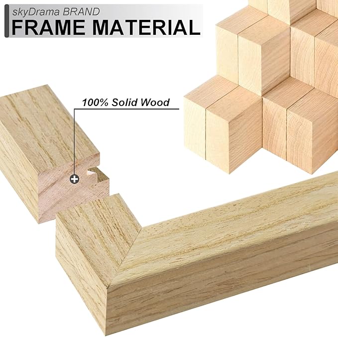 100% Solid Wood 12x16 Picture FrameS et of 5, Natural Oak Frame Display Photo 8.5x11 with Mat or 12 x 16 without Mat, 12 by 16 Frame Natural Wood Finish for Wall - 5 Pack/Natural/12 x16