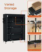 Portable Closet, 48 Inch Large Capacity Wardrobe Closet, Clothes Storage Organizer with Shelves and Hanging Rod, Easy to Assembly, Black PCT221B01