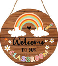 Harooni Welcome Sign for Classroom Door Sign Welcome to Our Classroom Door Decorations 12"x12" Rainbow Classroom Welcome Door Hanger Wreath Signs for School Classroom Door Hanger Teacher Gift Bulletin