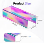 Sezanrpt Acrylic Shelf Riser 12x4.7x3 pack of 2, Iridescent Desktop Rectangular Acrylic Tray Pedestal Stand for Funko Pop Figure, Bags, 12x4.7x3 Inch