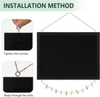 DOLLAR BOSS Black Cork Board with Linen Double-Sided 16''X 12'', Black Cork Boards for Walls, Wood Frame Bulletin Board Hanging Pin Board, Cork Board for Office Home School 1-Pack