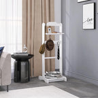 Ochine Freestanding Valet Stand with Storage Organizer, Wooden Garment Rack, Shoe Shelf, Portable Coat Stand, Clothes Rack for Entryway, Living Room, Bedroom, Office