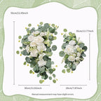 Odouzy Artificial Wedding Arch Flowers for Wedding Sign,Set of 2 for Wedding Welcome Ceremony Sign,Faux Floral Swags,Wedding, Banquet and Reception Backdrop Floral Decoration (White)