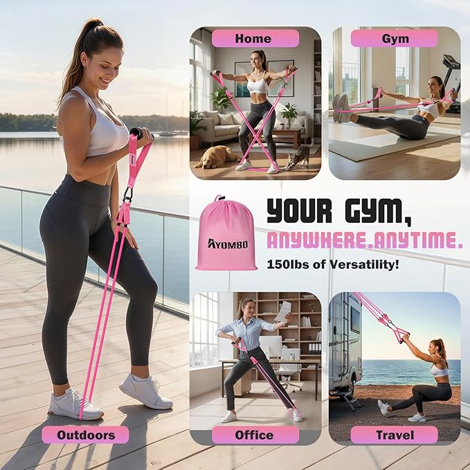 Resistance Bands with Handles for Women, Exercise Bands Set for Physical Therapy Yoga Pilates, 5 Level Workout Bands for Working Out with Door Anchor, Home Gym Fitness Equipment