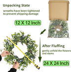 LZNPA 24 Inch Spring Summer Wreaths for Front Door Eucalyptus Wreath with Blue Berries Elegant Durable Greenery Front Door Wreath for Outside Wedding Farmhouse Porch Wall Room Home Decor