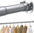Closet Rods for Hanging Clothes, 17 to 54 Inches Stepless Adjustable Metal Closet Rod, 1.3 Inches Heavy Duty Clothes Hanging Rod for Closet Wardrobes Laundry RV, Silver