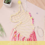 Pretty Jolly Unicorn Dream Catchers for Little Girls Bedroom Handmade Kids Dreamcatcher with Fluffy Pom Poms Feathers&Beads,Nursery Wall Decor for Toddler Girls Room,Children Birthday Gift(Yellow)