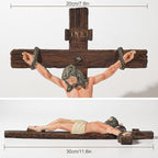 LADDERU Catholic Crucifix Wall Cross, 12 Inch Modern Jesus Christ on Cross INRI Sign, Catholic Hand-Painted Crucifix Wall Decor for Home, Bedroom, Living Room, First Communion & Confirmation Gift