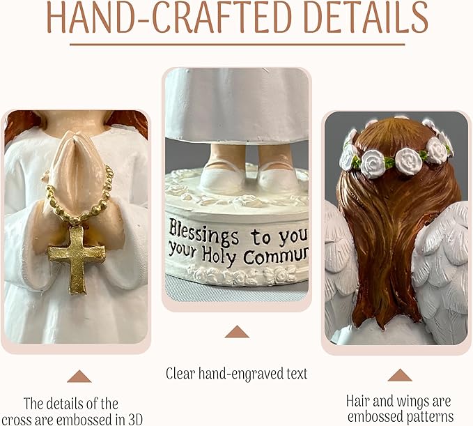 First Communion Statue for Girls, First Communion Figurine, Holy Communi Gifts, 1st Holy Communi Gift for Girls, 1st Commun Decorations Gifts Girl, Goddaughter Gift