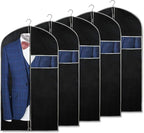Syeeiex 40" Suit Bag, Set of 5 Garment Bags for Hanging Clothes, Suit Bags for Closet Storage, Garment Bags for Storage Suits,T-shirts, Jackets and Coats(Black & Grey)