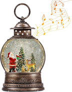 Christmas Snow Globes, Lighted Decorations Musical Snow Globes Lantern, Santa Christmas Decoration Indoor Home Décor & Gift, 6H Timer, USB/Battery Operated,