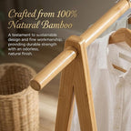 Finnhomy Bamboo Clothes Rack Portable Extra Large Garment Rack 2-Tire Storage Box Shelves For Entryway and Bed Room Patented Design