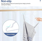 SPECILITE Wire Metal Clothes Hangers Bulk 50 Pack with Groove, 16.7 Inch, 12 Gauge Ultra Thin, Non Slip, for Standard Size Suits, Shirts, Pants, Skirts, White