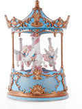 Gifts for Mom Blue Carousel Horse Snow Globe Music Box with Rotating Horses Musical Unicorn Snow Globe with Glitter for Girls, Women, Mom, Birthday Gifts Home Decorations (Blue Gold Carousel)
