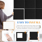 DOLLAR BOSS Large Cork Board for Wall 48" x 36" x 0.5" Bulletin Board 12 Packs Black Cork Board Tiles Self Adhesive Felt Wall Tiles with Pushpins, Corkboard for Office Pin Board Tack Board, Black