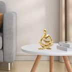 Jinkoozz Gold Reading Women Statue, Thinker Sculptures, Abstract Art Ornament, Modern Aesthetic Figurine Decoration, Suitable for Home Living Room Bedroom Office Shelf Table Desk Bookshelf Decor