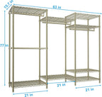 Ulif E13 Heavy Duty Clothes Rack（With 4 Hanger Rods & 8 Shelves） Freestanding Clothing Racks for Hanging Clothes，Adjustable Closet Organizer，Metal Garment Rack 63" W x16 D x77 H，Max Load 900LBS，Gold