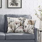 Flower Throw Pillow Covers 20x20 Set of 2, Cozy Flowers Pillow Cushion Cases, Modern Decorative Square Pillowcases for Sofa Couch Bedroom Living Room Car Seat