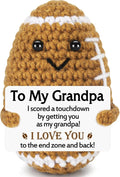 Mini Funny Grandpa Gifts from Grandkids, Handmade Crochet Mini Football Grandpa Birthday Gifts from Grandson Granddaughter Cute Decor, Great Grandfather Grandparents Present for Father's Day