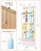 ULG Over the Door Organizer, 5-Tier Extra Large Hanging Storage with 10 Mesh Pockets, 100 lbs Capacity, Heavy Duty Door Organizer for Closet, Bedroom, Nursery Storage, Beige