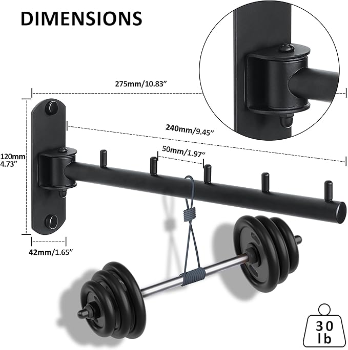 Swing Clothes Hanger Rack, Garment Racks Folding Clothes Bar Wall Mounted, 180°Rotation Laundry Drying Rack 304 Stainless Steel Space Saving for Laundry Room Bedroom Balcony, 9.45" Long
