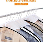 4 Pack Clear Garment Bags with Side Zipper, 60" Clothes Covers with 10" Gusset, Transparent Hanging Suit & Coat Covers for Closet Storage, Jackets, Dresses, Windbreakers