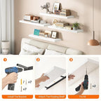 HOOBRO Floating Shelves for Wall, Wall Mounted Shelf Set of 2, 31.5" Hanging Shelf with Invisible Brackets, for Wall Decor Storage in Bathroom Bedroom Kitchen Living Room Office, White WT80BJP201