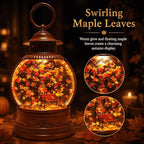 Fall Snow Globe Lantern with Swirling Maple Leaf Glitter 6H Timer Battery & USB Powered Fall Decor Autumn Snow Globe for Thanksgiving, Home, Tabletop Decoration