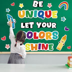 gisgfim Classroom Bulletin Board Decoration Set Wall Door Decor Colorful Crayon Classroom Decorations for Kindergarten Preschool Elementary Middle School(Be Unique Let Your Colors Shine)