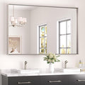 Keonjinn 55 x 36 in Brushed Nickel Bathroom Mirror for Over Sink, Rectangular Silver Metal Framed Rectangular Vanity Wall Mirror Square Corner Modern Farmhouse Rectangle Mirror(Horizontal/Vertical)