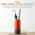 Emissary Home and Garden Two-Tone 19.5 in. H Round Ceramic Umbrella Stand in Bright Orange with High-fire Treatment